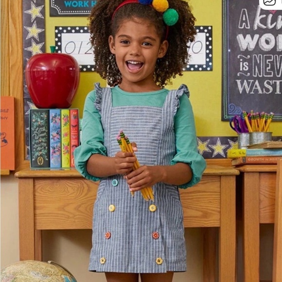 Matilda Jane Other - Matilda Jane Girls Chambray Romper With Colorful Buttons & Ruffle Straps